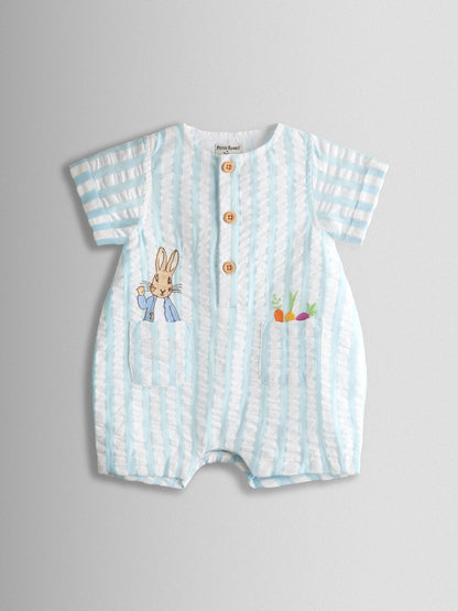 JoJo Maman Bébé Blue Stripe Peter Rabbit™ Cheesecloth Romper image 1