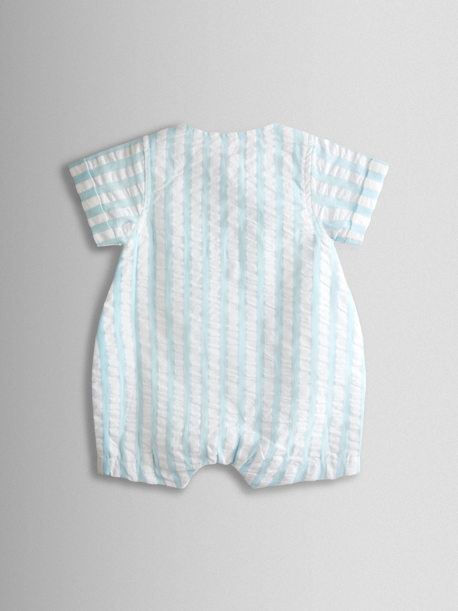 JoJo Maman Bébé Blue Stripe Peter Rabbit™ Cheesecloth Romper image 2