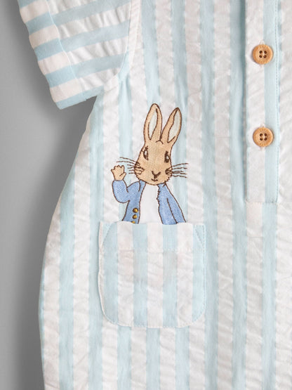 JoJo Maman Bébé Blue Stripe Peter Rabbit™ Cheesecloth Romper image 3