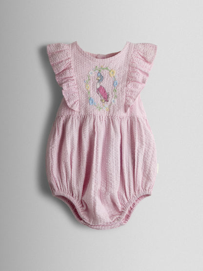 JoJo Maman Bébé Pink Jemima Puddle-Duck Embroidered Romper & Hat Set image 3