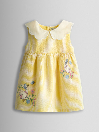 JoJo Maman Bébé Yellow Jemima Puddle-Duck Embroidered Dress & Knicker Set image 1