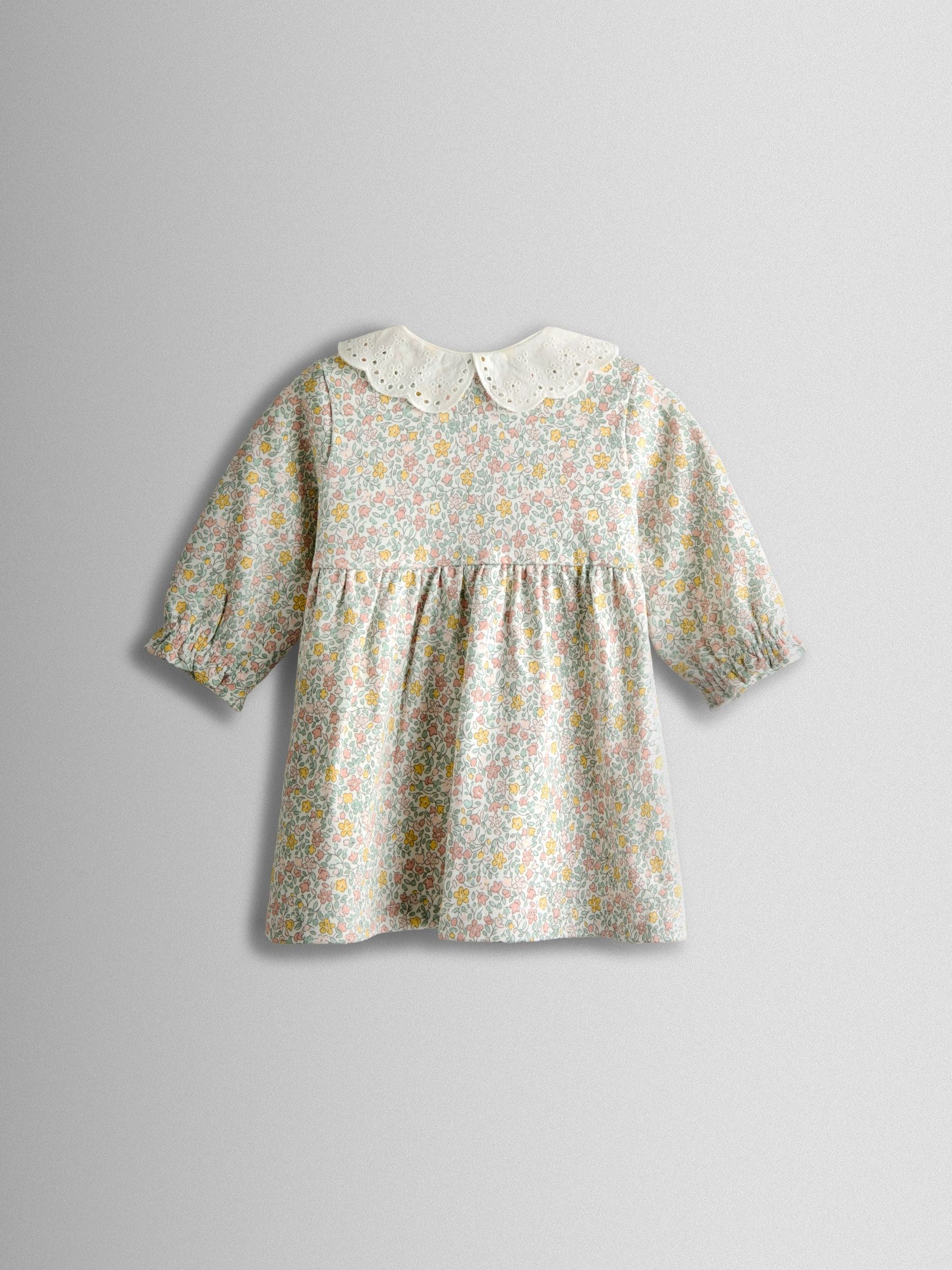 JoJo Maman Bébé Cream Ditsy Floral Ditsy Dress, Knicker & Headband Set image 3