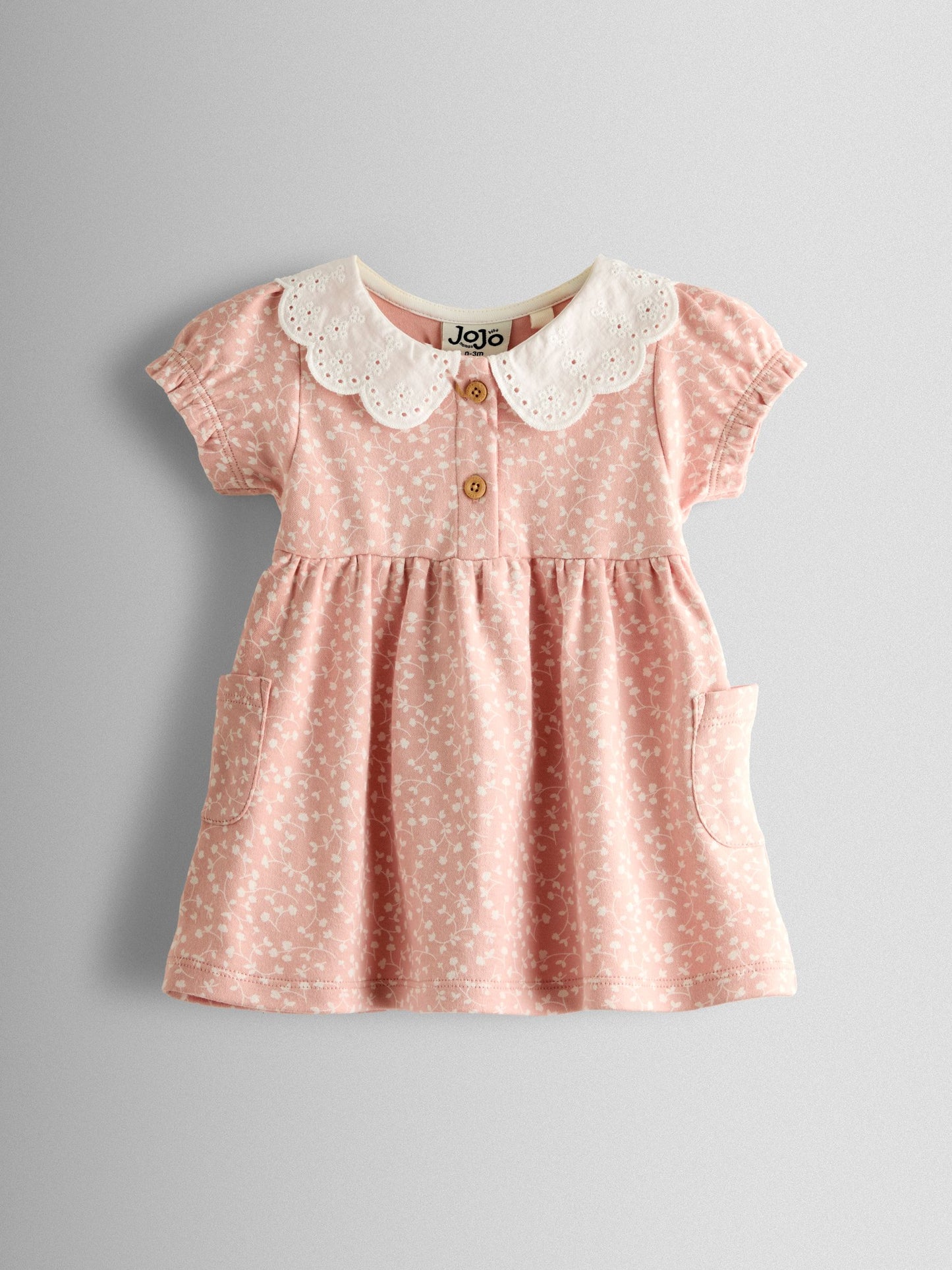 JoJo Maman Bébé Pink Floral Dress, Knicker & Headband Set image 2