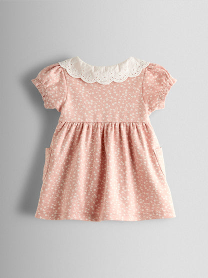 JoJo Maman Bébé Pink Floral Dress, Knicker & Headband Set image 3