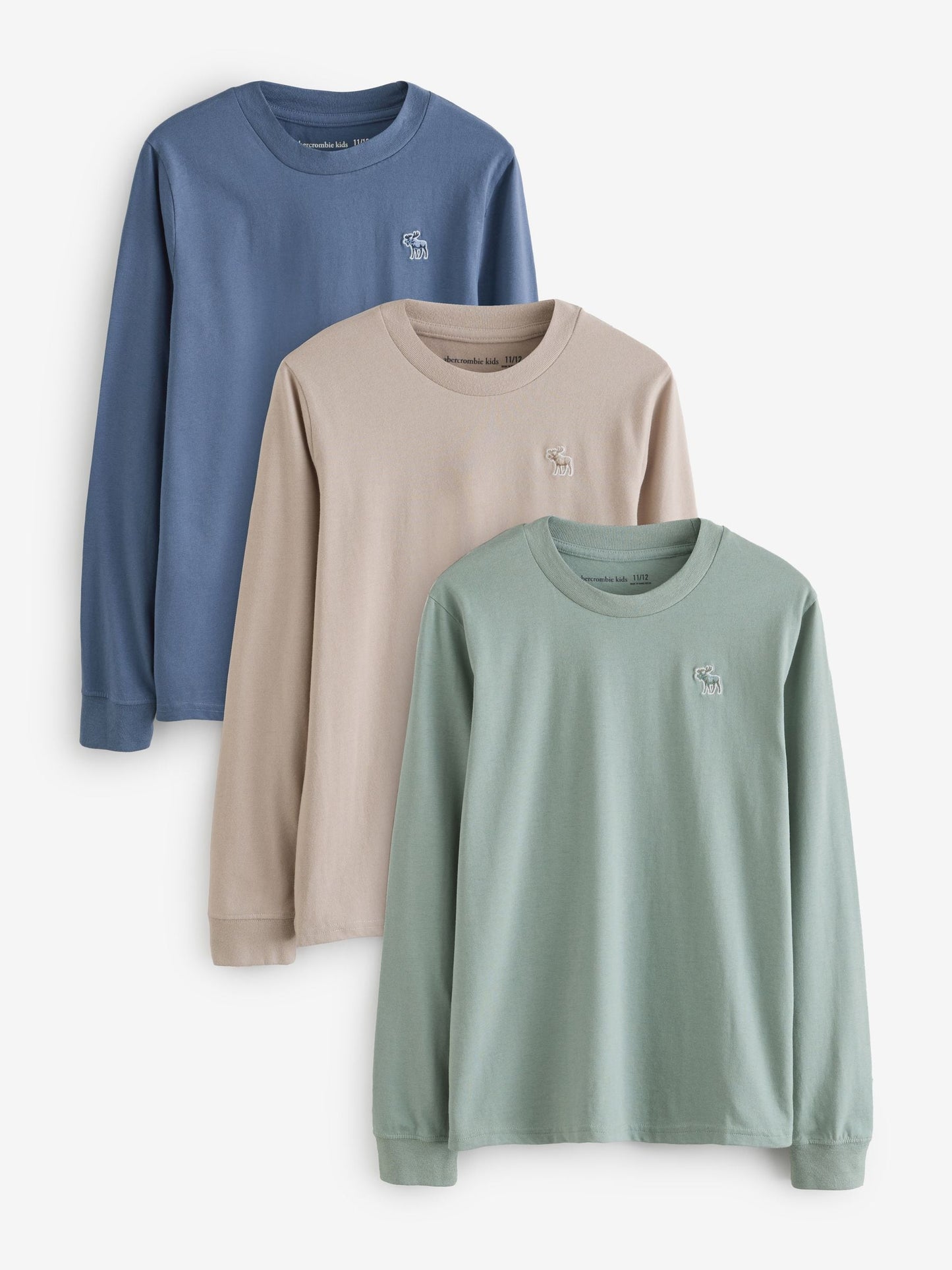 Dsiney Kidz - Abercrombie & Fitch Blue/Brown/Green Long Sleeve T-Shirts 3 Pack image 1