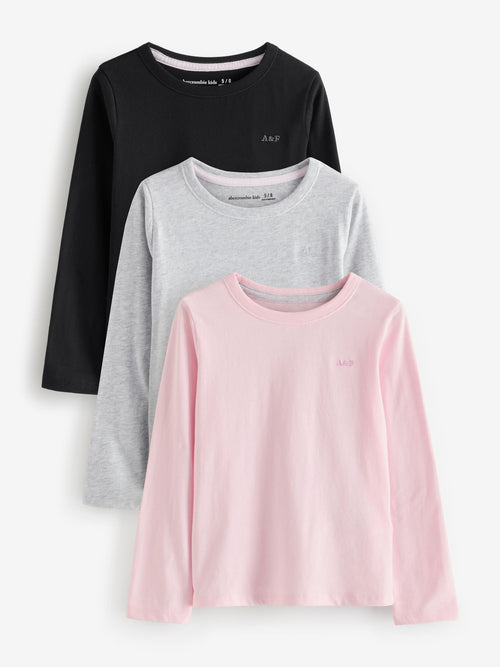 Dsiney Kidz - Abercrombie & Fitch Pink/Grey/Black Long Sleeve T-Shirts 3 Pack image 1