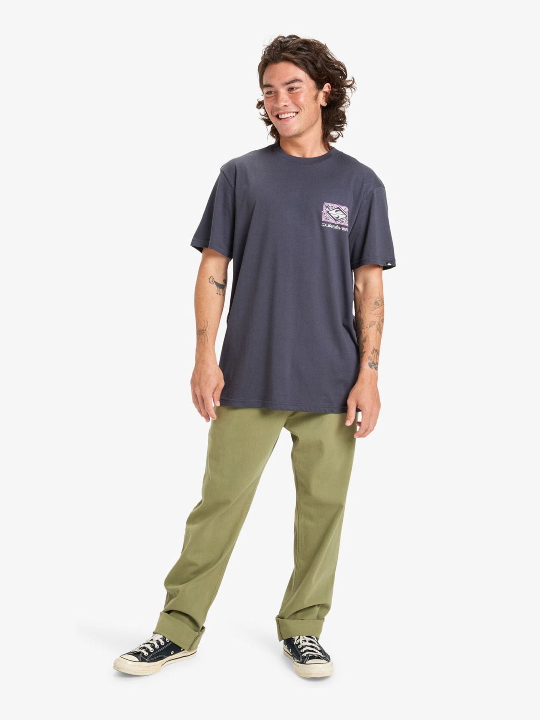 Dsiney Kidz - Quiksilver Blue Evo Youth Crisis Backprint Graphic Logo Short Sleeve T-Shirt image 3