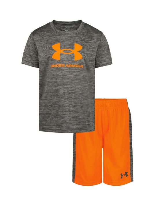 Under Armour Grey Tech Haertbeat Twist Tech Short Sleeve T-Shirt and Shorts Set image 1