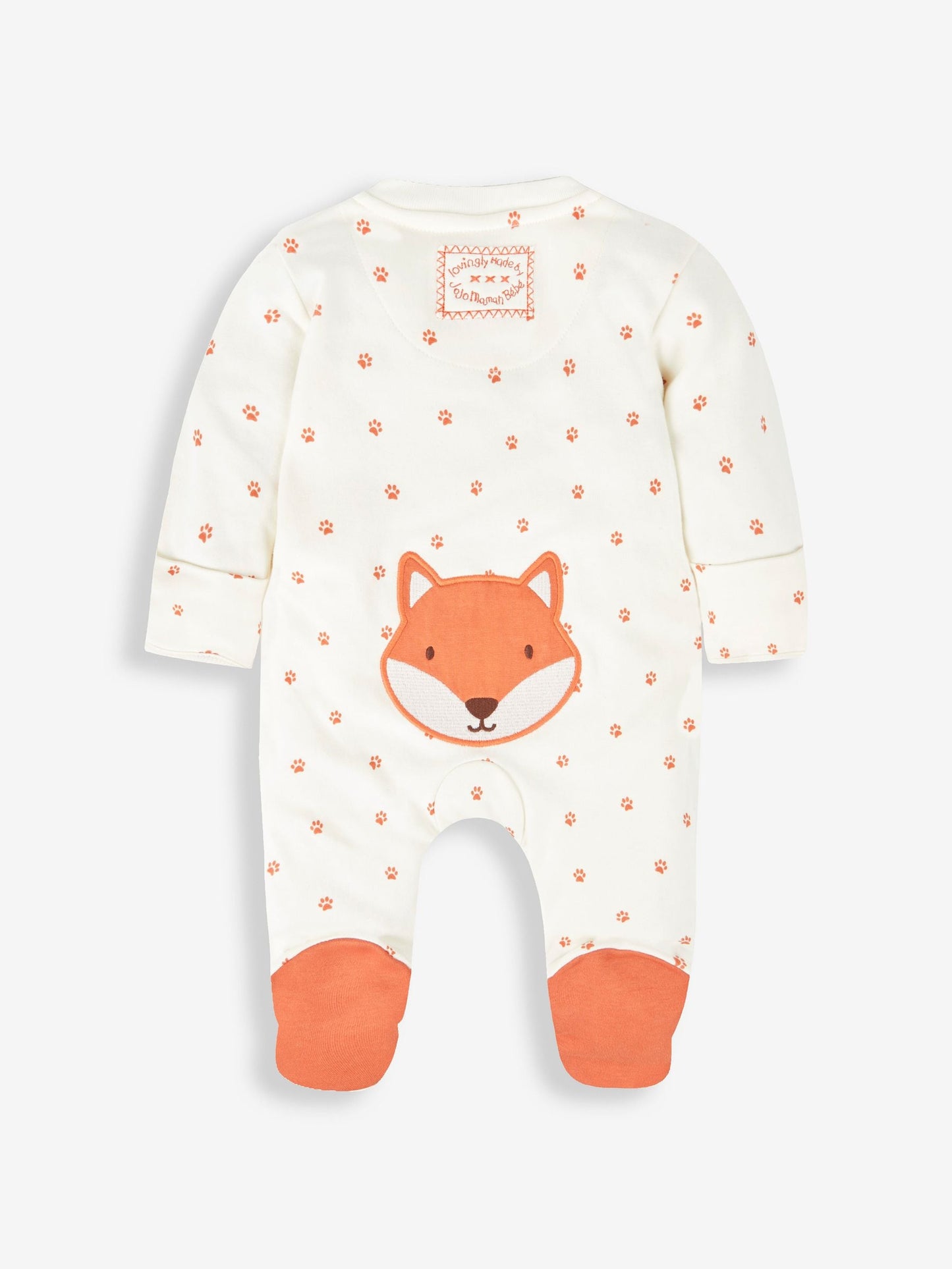 JoJo Maman Bébé Cream Fox Appliqué Zip Sleepsuit image 5