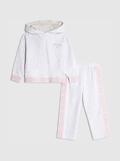 River Island Grey Girls Branded Hoodie Set