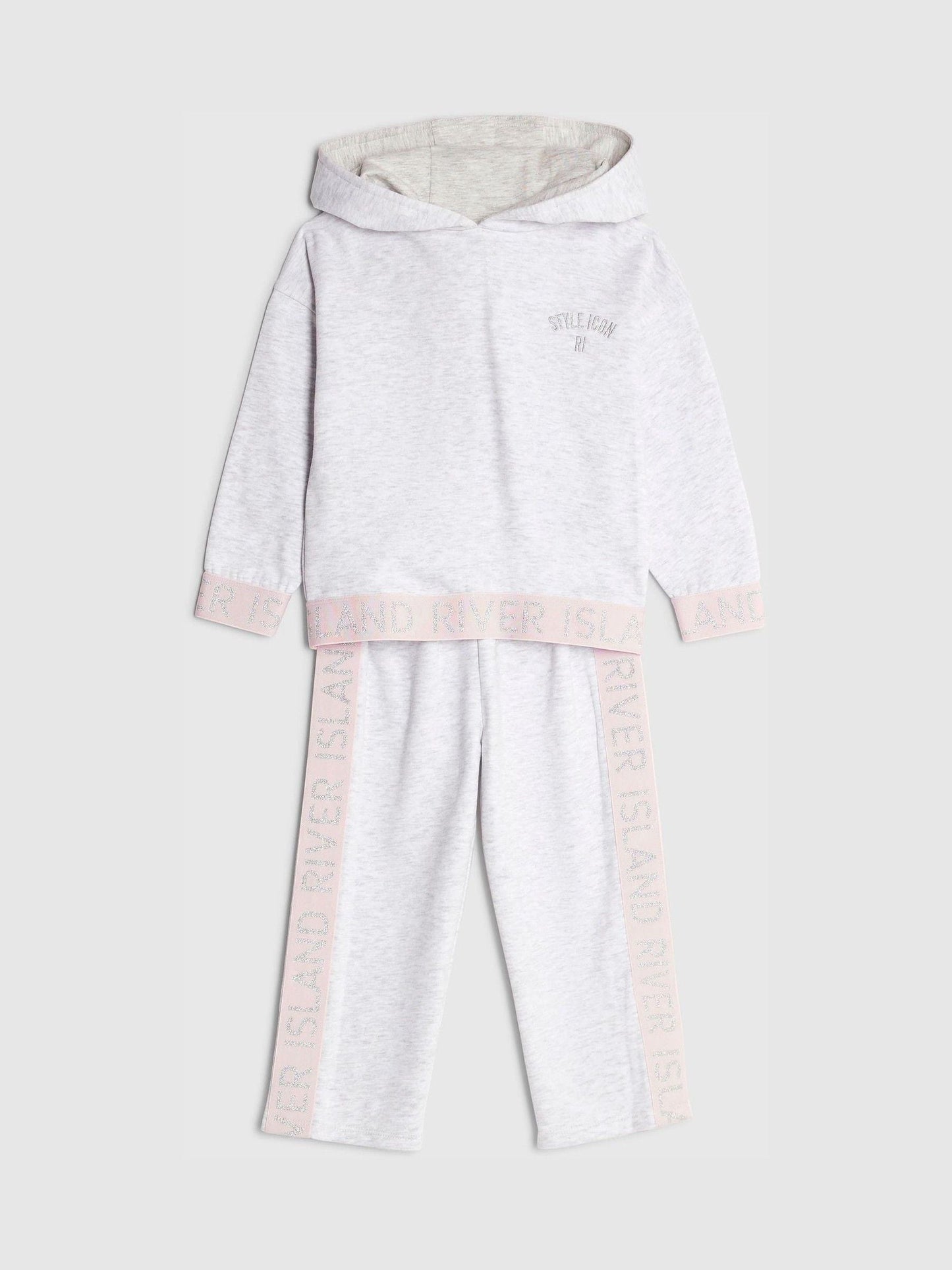 River Island Grey Girls Branded Hoodie Set