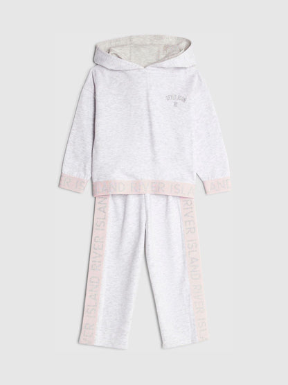 River Island Grey Girls Branded Hoodie Set