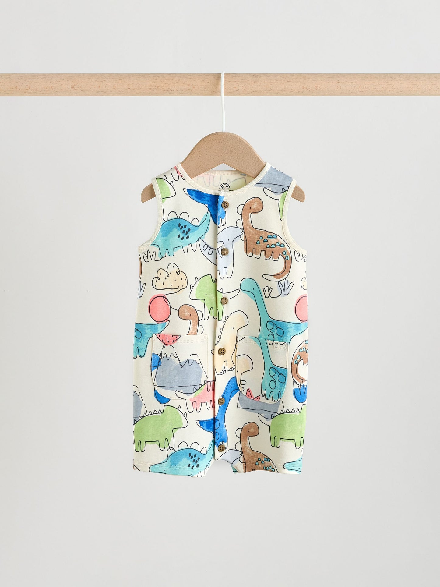 Blue Dino Print Vest Jersey Baby Romper image 4