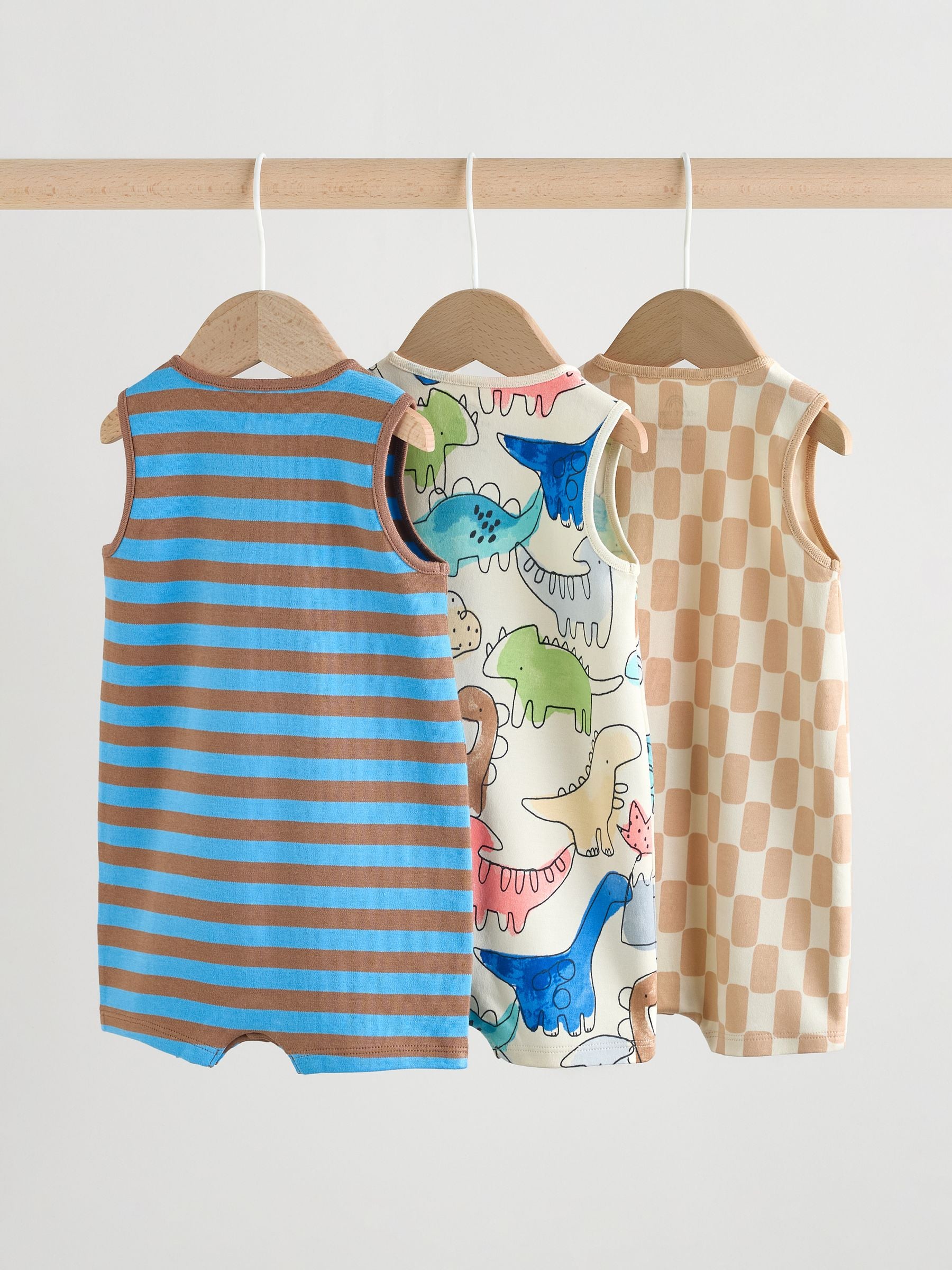 Blue Dino Print Vest Jersey Baby Romper image 5