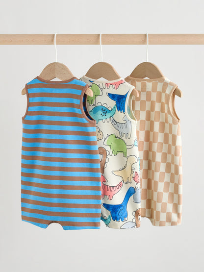 Blue Dino Print Vest Jersey Baby Romper image 5