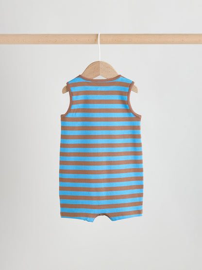 Blue Dino Print Vest Jersey Baby Romper image 6