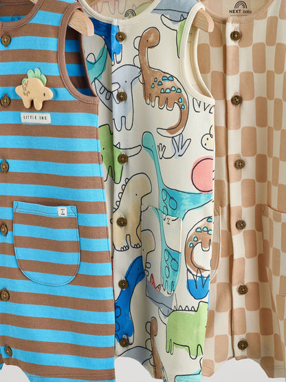 Blue Dino Print Vest Jersey Baby Romper image 7