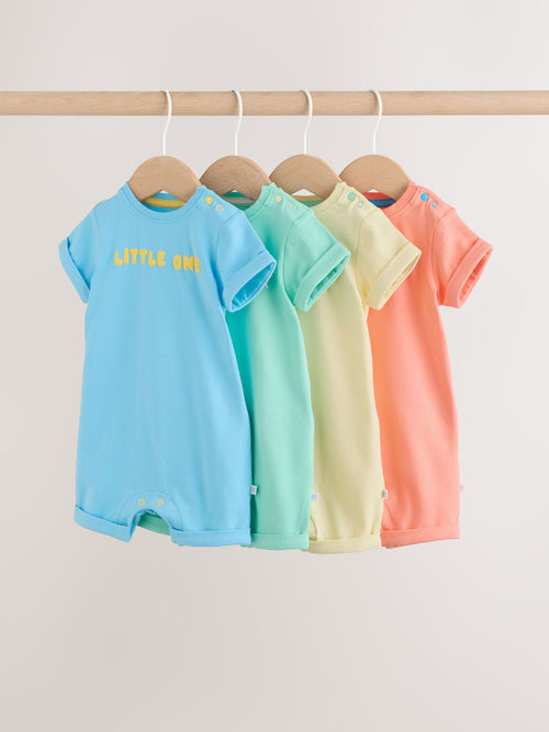 Bright Slogan Jersey Baby Rompers 4 Pack image 1