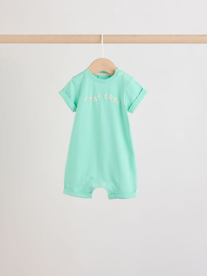 Bright Slogan Jersey Baby Rompers 4 Pack image 4
