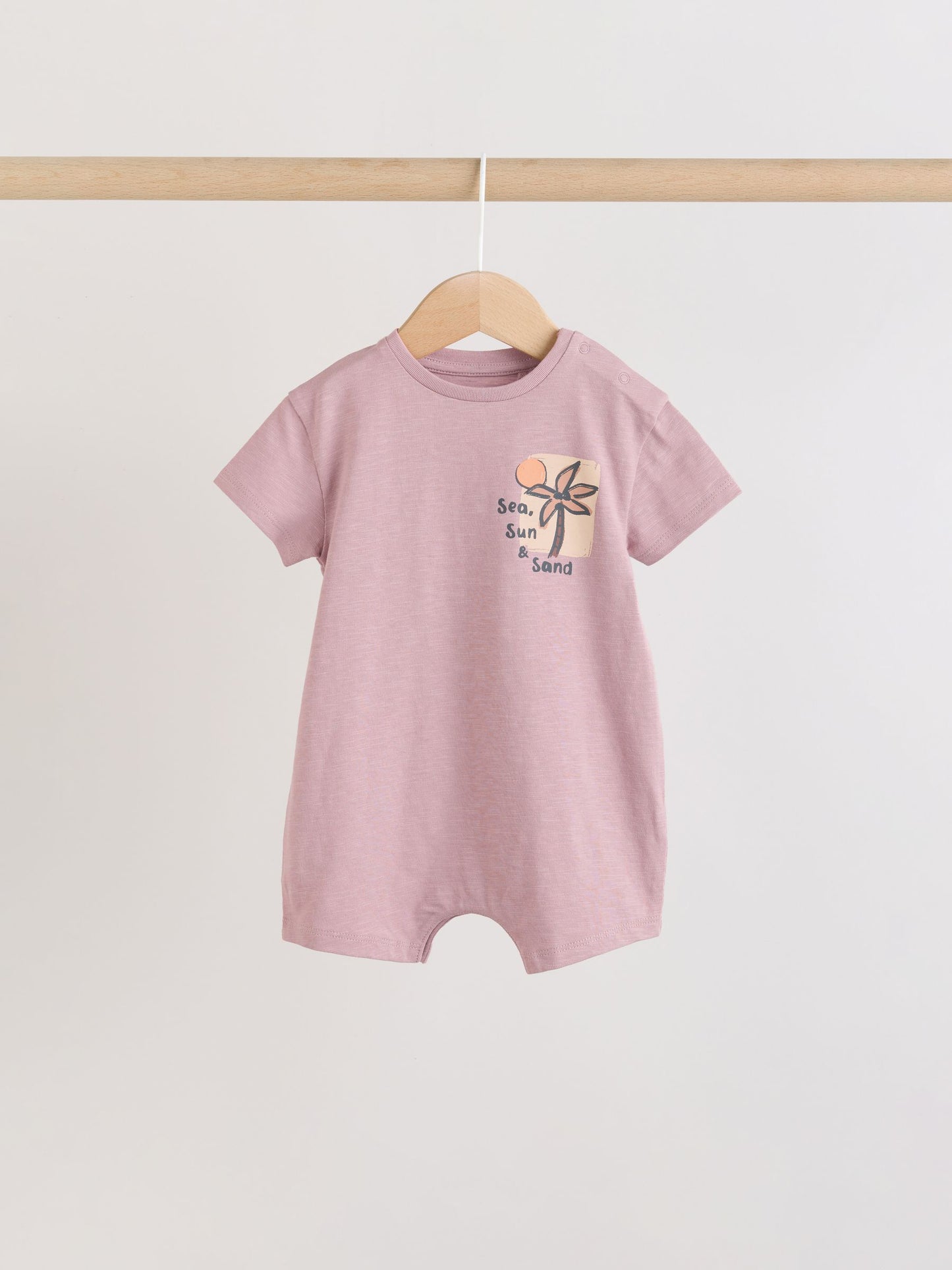 Neutral Palm Print Jersey Baby Rompers 3 Pack image 2