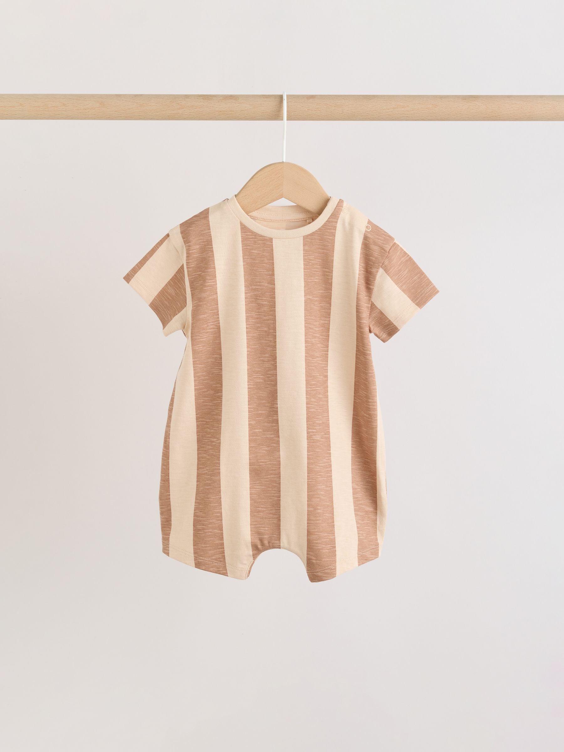 Neutral Palm Print Jersey Baby Rompers 3 Pack image 3