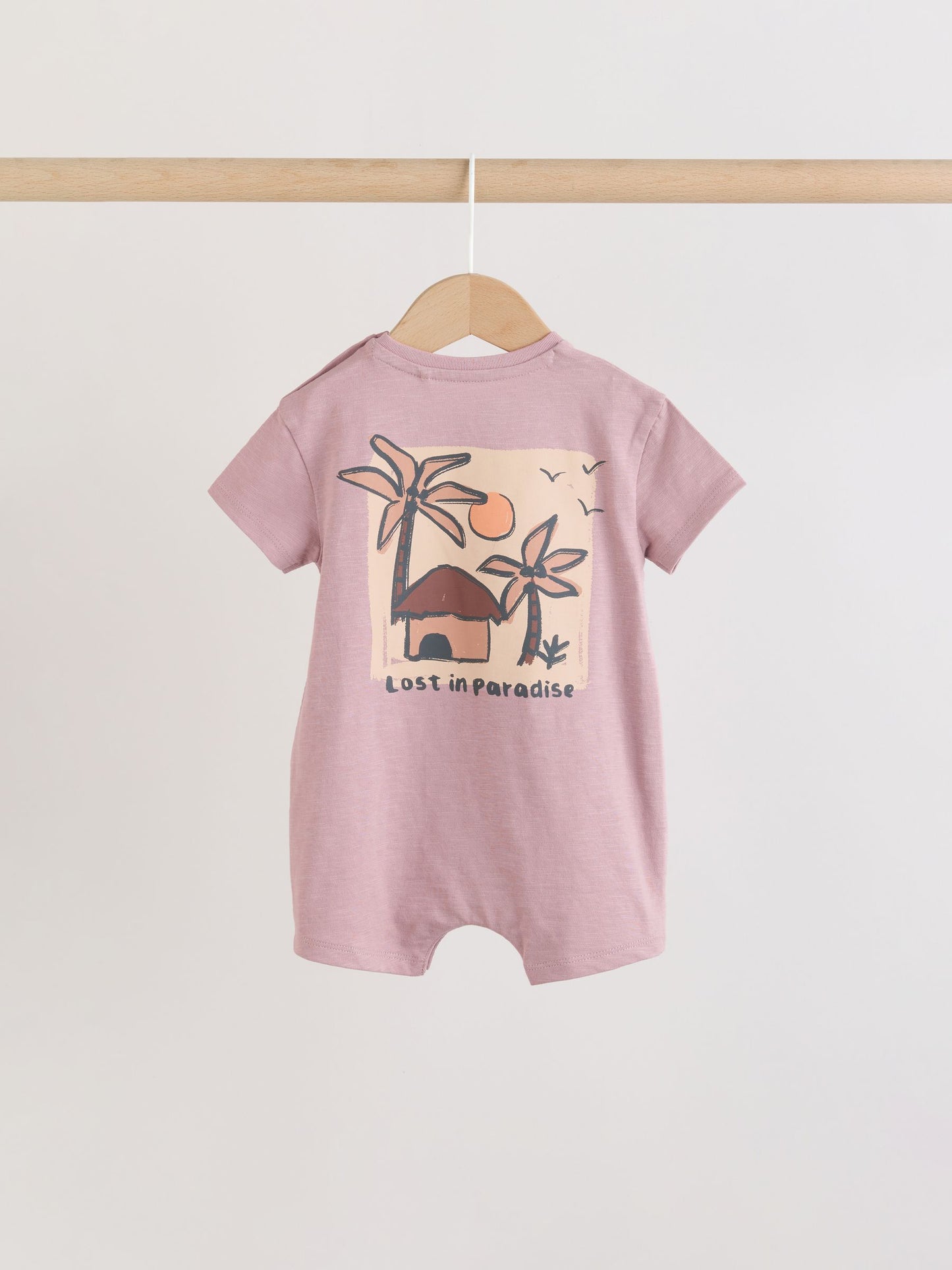 Neutral Palm Print Jersey Baby Rompers 3 Pack image 6