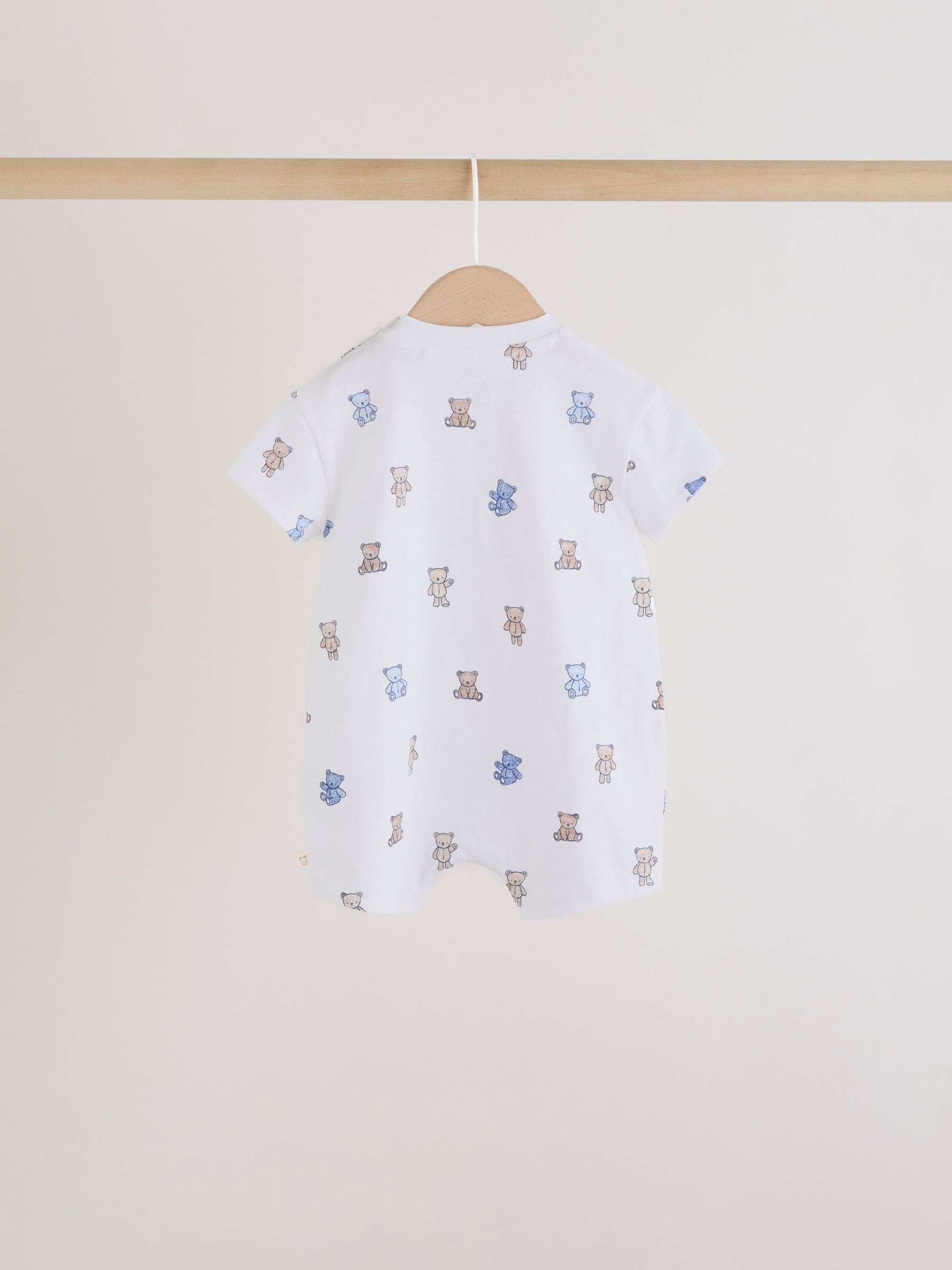 Blue/Brown Bear Jersey Baby Rompers 3 Pack image 4