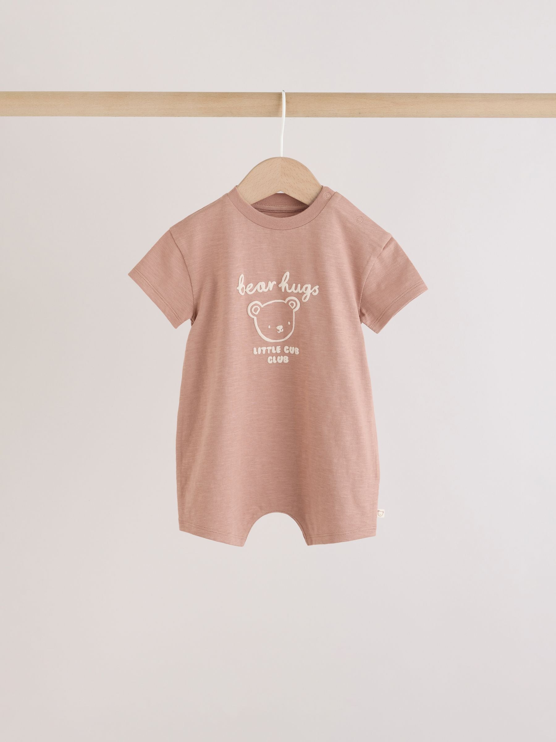 Blue/Brown Bear Jersey Baby Rompers 3 Pack image 6