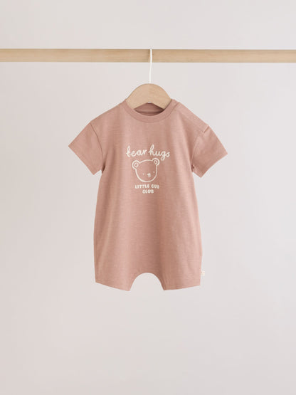 Blue/Brown Bear Jersey Baby Rompers 3 Pack image 6