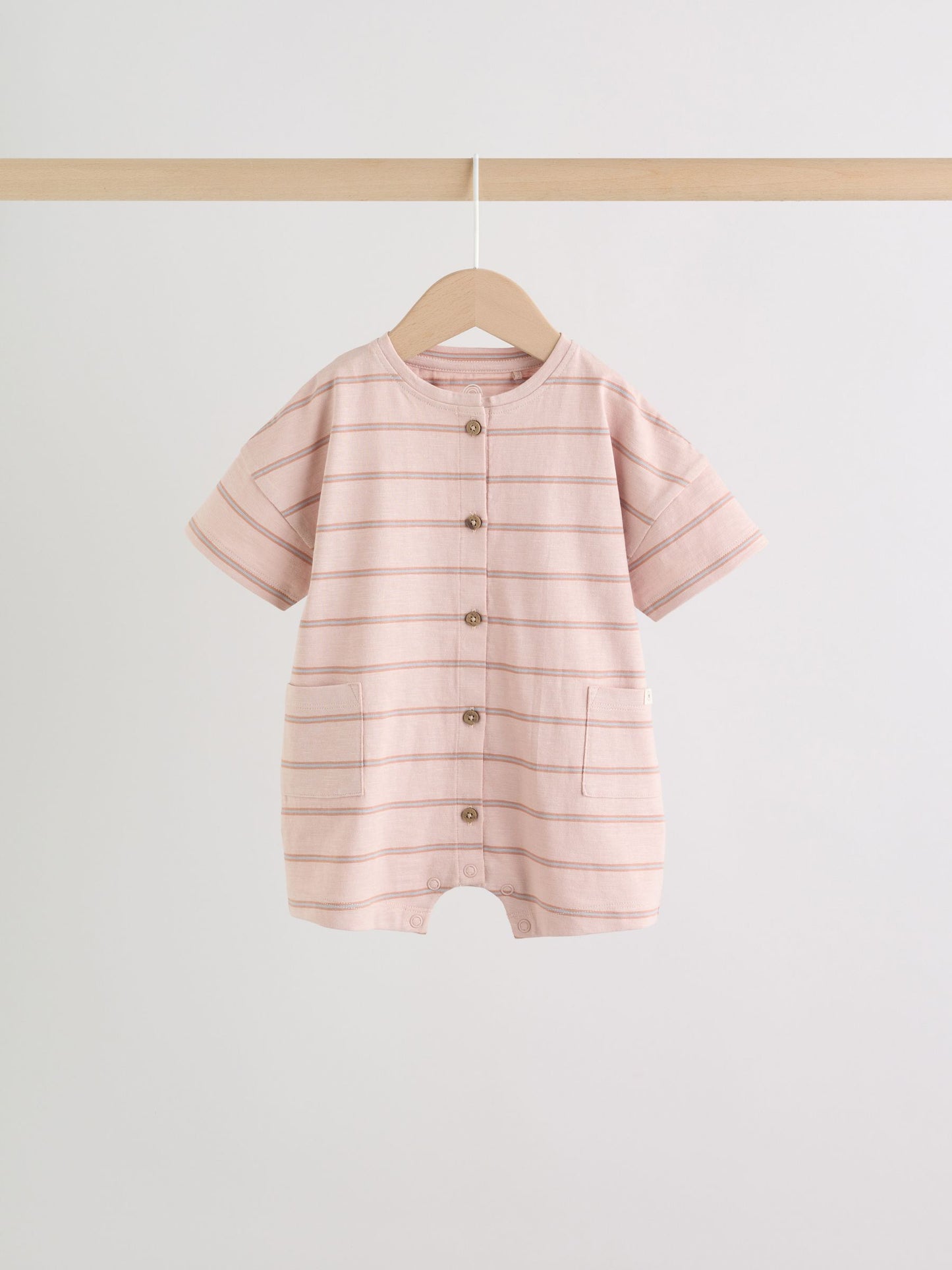 Neutral Stripe Jersey Baby Rompers 3 Pack image 3
