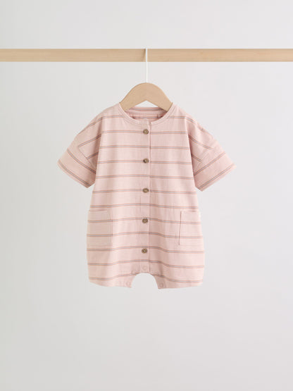 Neutral Stripe Jersey Baby Rompers 3 Pack image 3