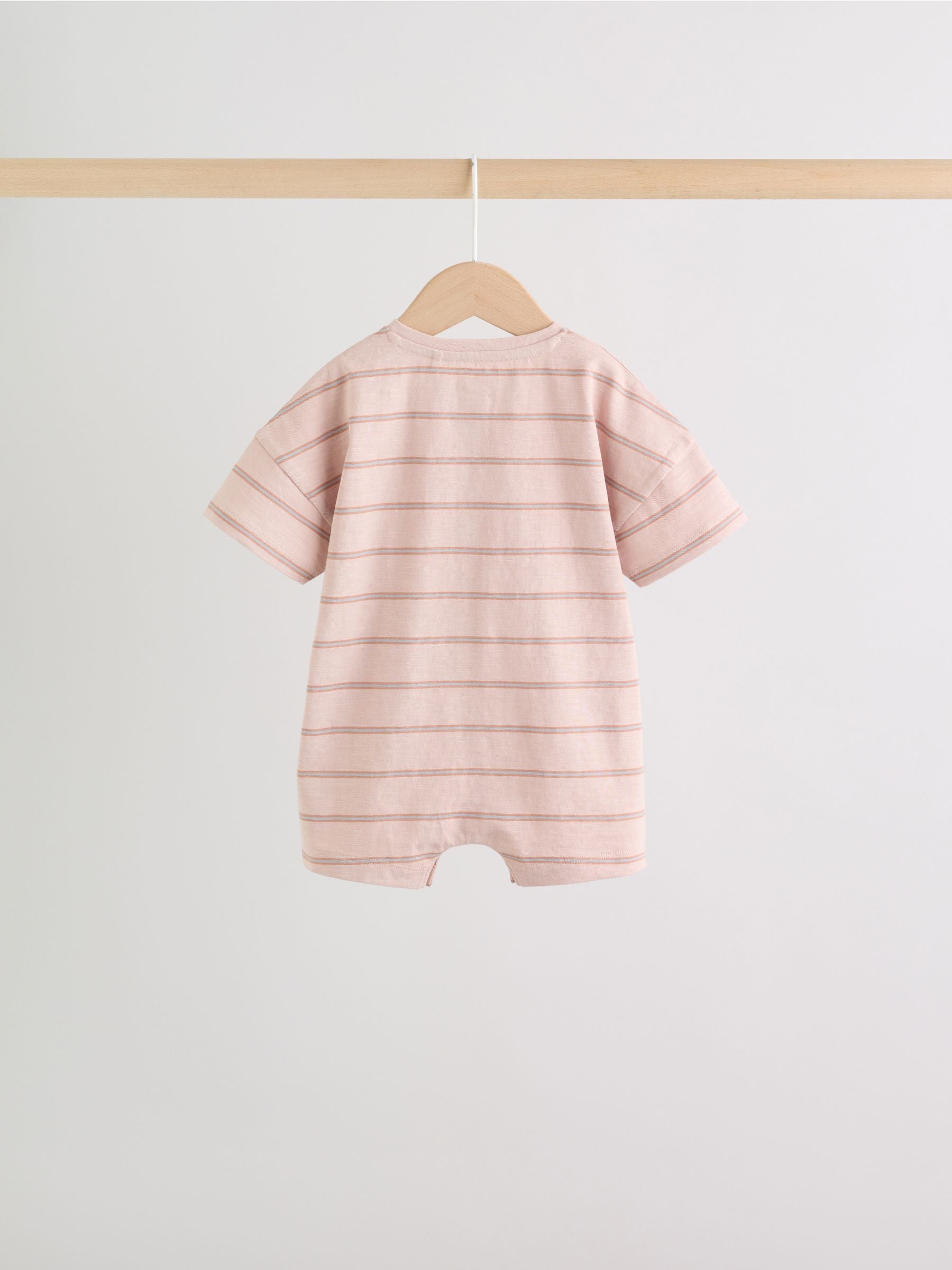 Neutral Stripe Jersey Baby Rompers 3 Pack image 4