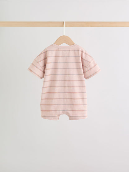 Neutral Stripe Jersey Baby Rompers 3 Pack image 4