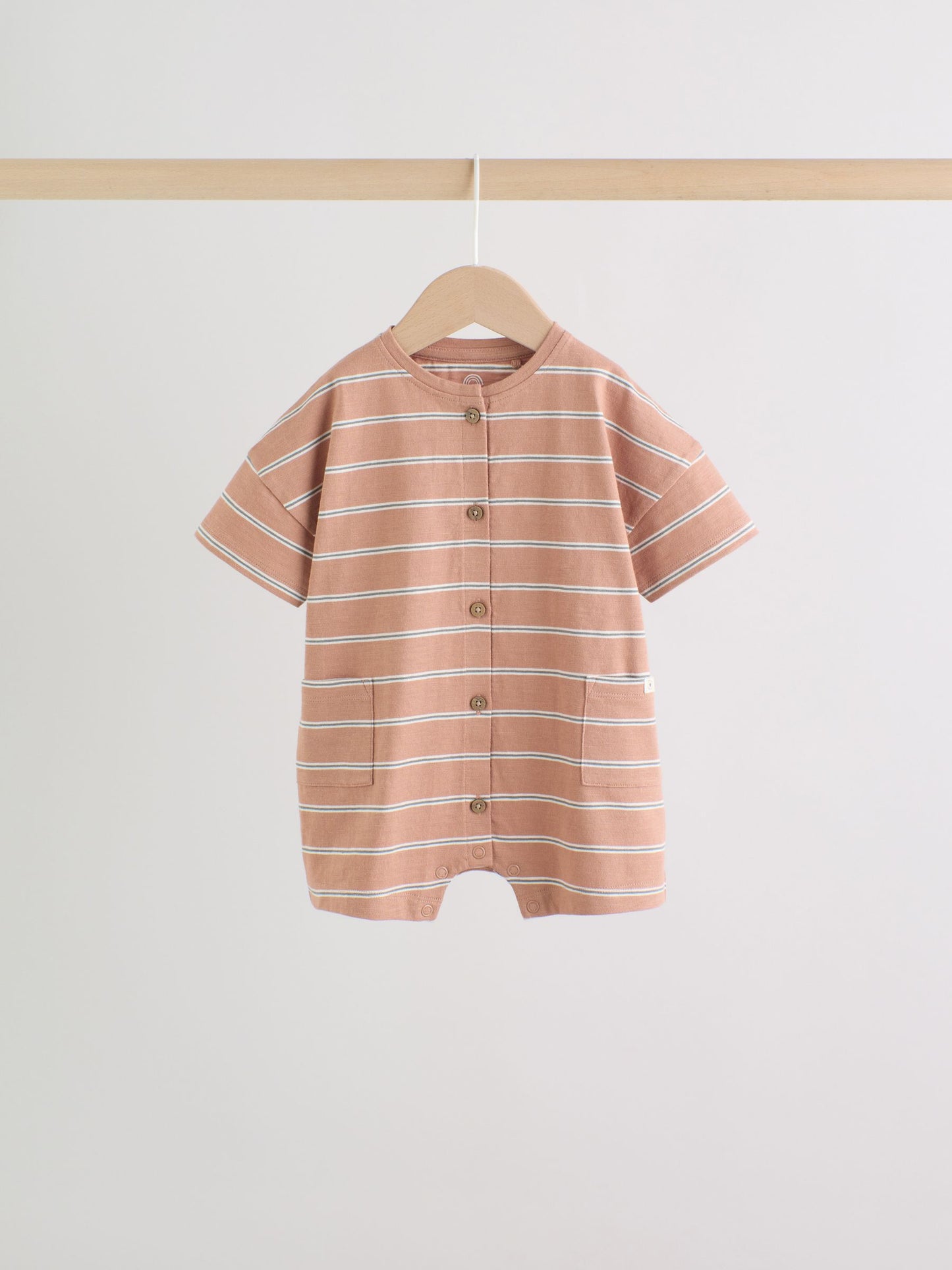 Neutral Stripe Jersey Baby Rompers 3 Pack image 6