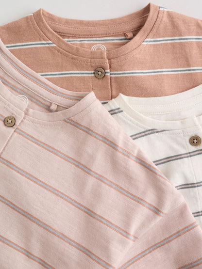 Neutral Stripe Jersey Baby Rompers 3 Pack image 8