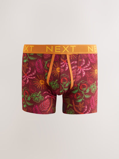 Dsiney Kidz - Red/Blue Tropical Print A-Front Cotton Rich Boxers 5 Pack image 4
