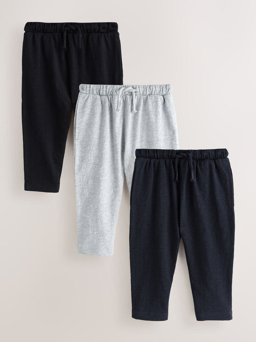 Black/ Navy Blue/ Grey Stripe Joggers 3 Pack (3mths-7yrs) image 1