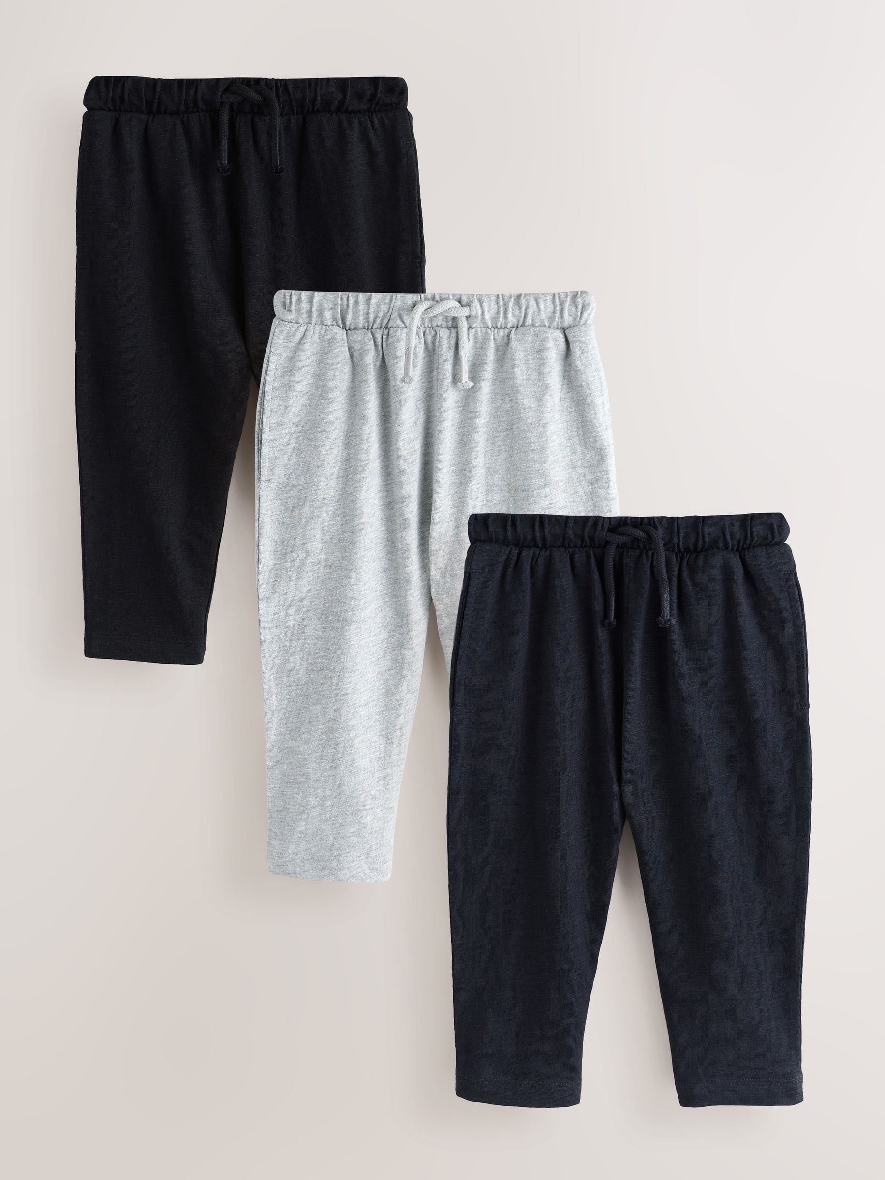 Black/ Navy Blue/ Grey Stripe Joggers 3 Pack (3mths-7yrs) image 1