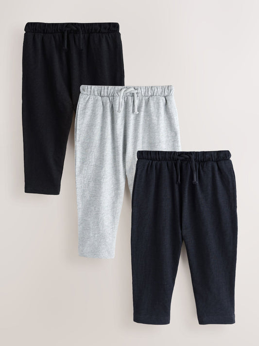 Black/ Navy Blue/ Grey Stripe Joggers 3 Pack (3mths-7yrs) image 1