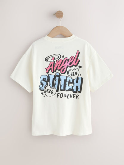 Dsiney Kidz - Ecru Lilo & Stitch Oversized Graphic T-Shirt (3-16yrs) image 6