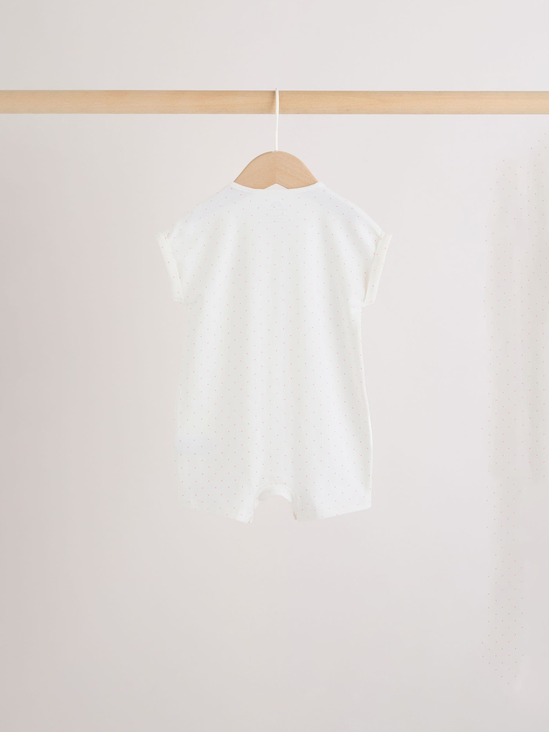 White Strawberry Printed Jersey Baby Rompers 3 Pack image 5