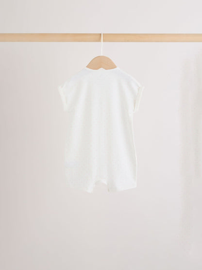 White Strawberry Printed Jersey Baby Rompers 3 Pack image 5