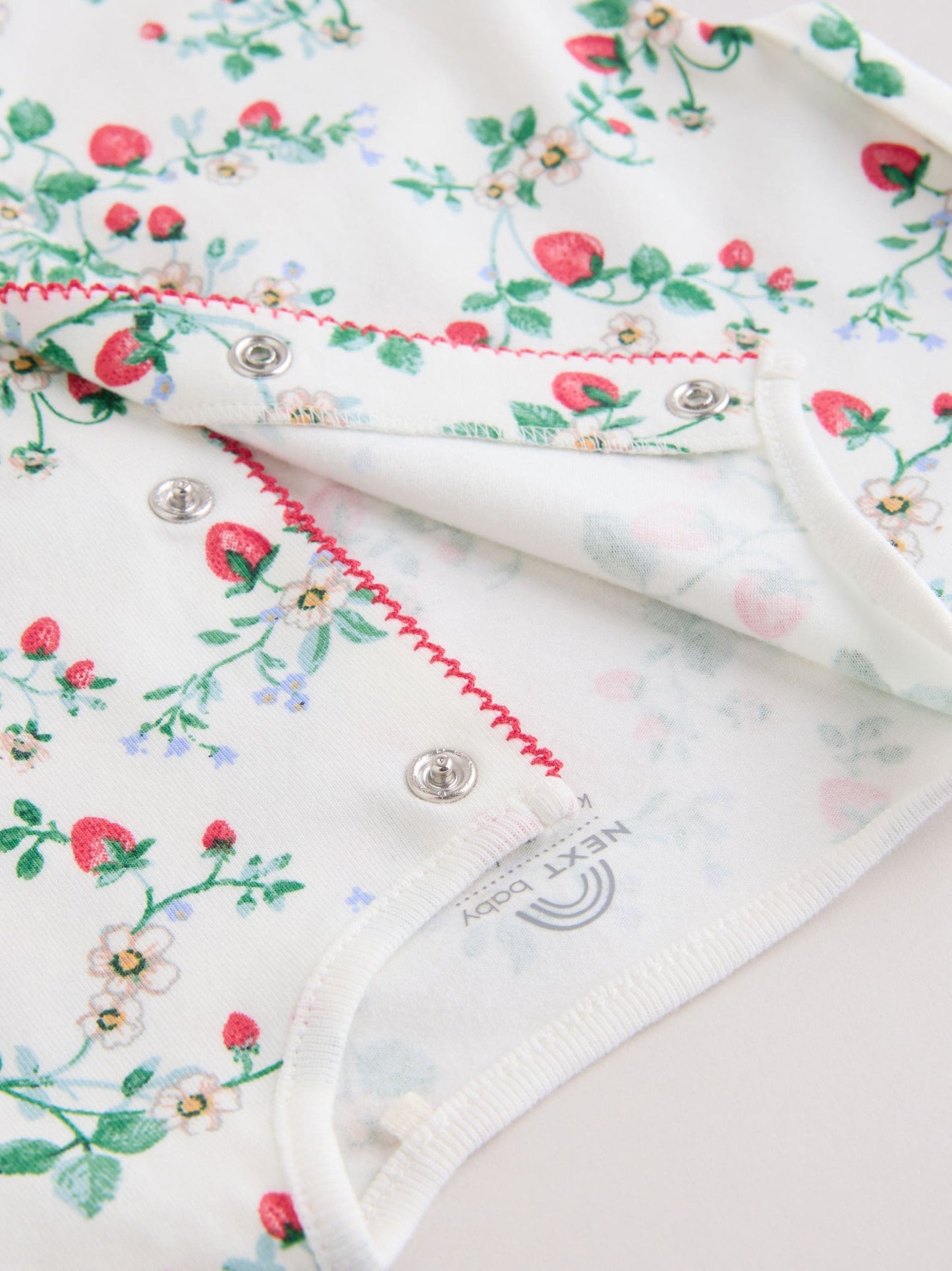 White Strawberry Printed Jersey Baby Rompers 3 Pack image 8