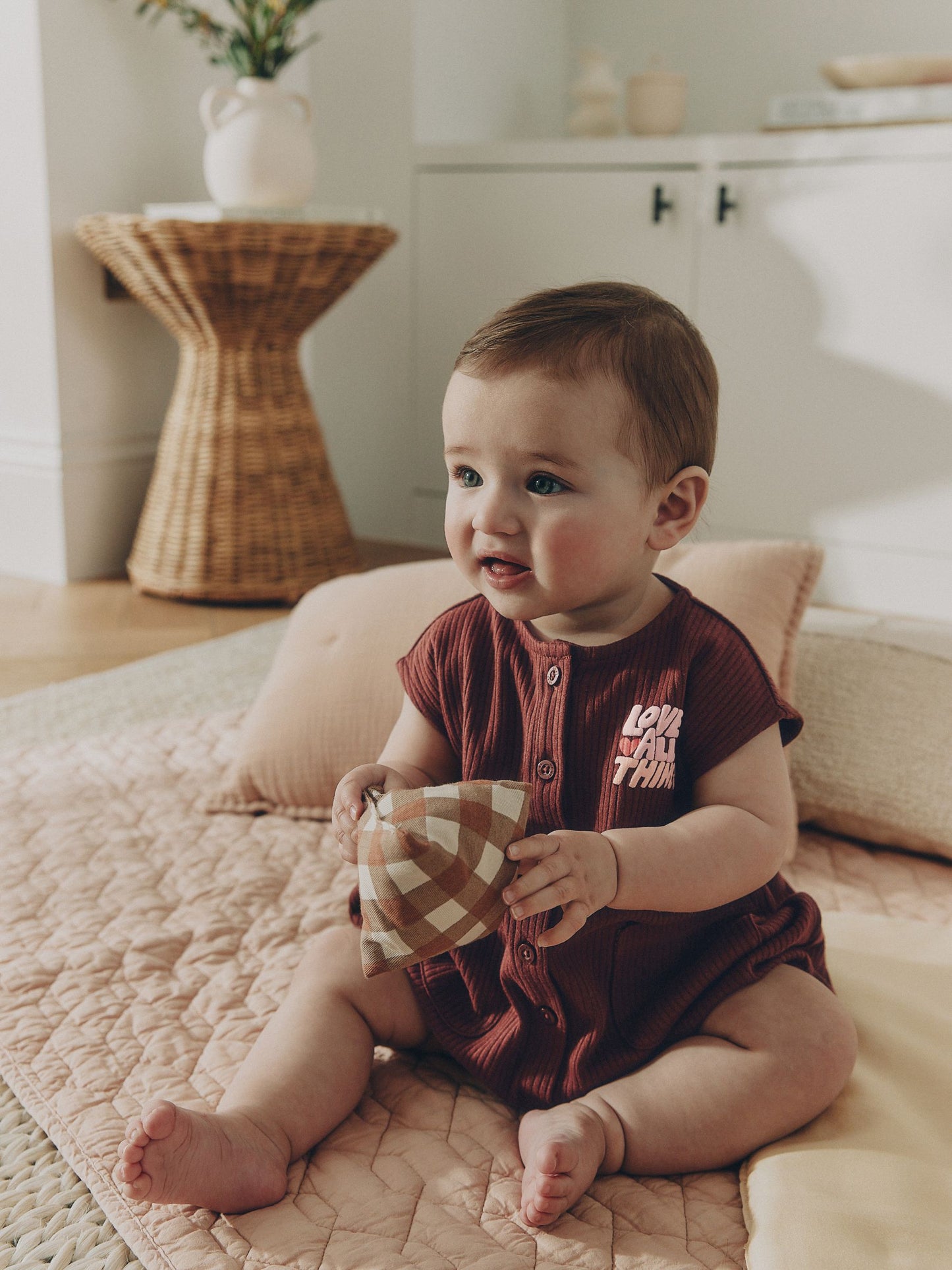 Brown Seminal Printed Rebecca Zwanzig Button Through Baby Romper image 2
