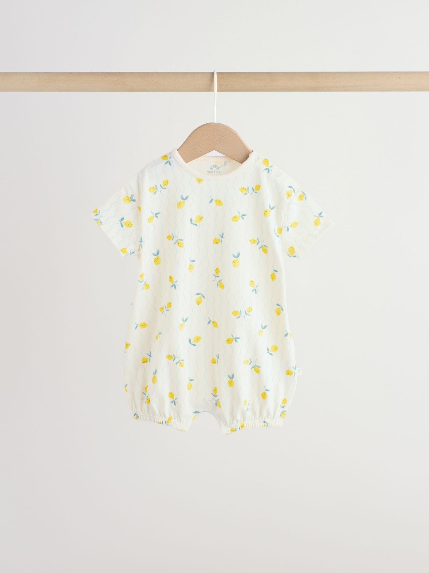 Blue and Yellow Lemon Printed Jersey Baby Rompers 3 Pack image 5