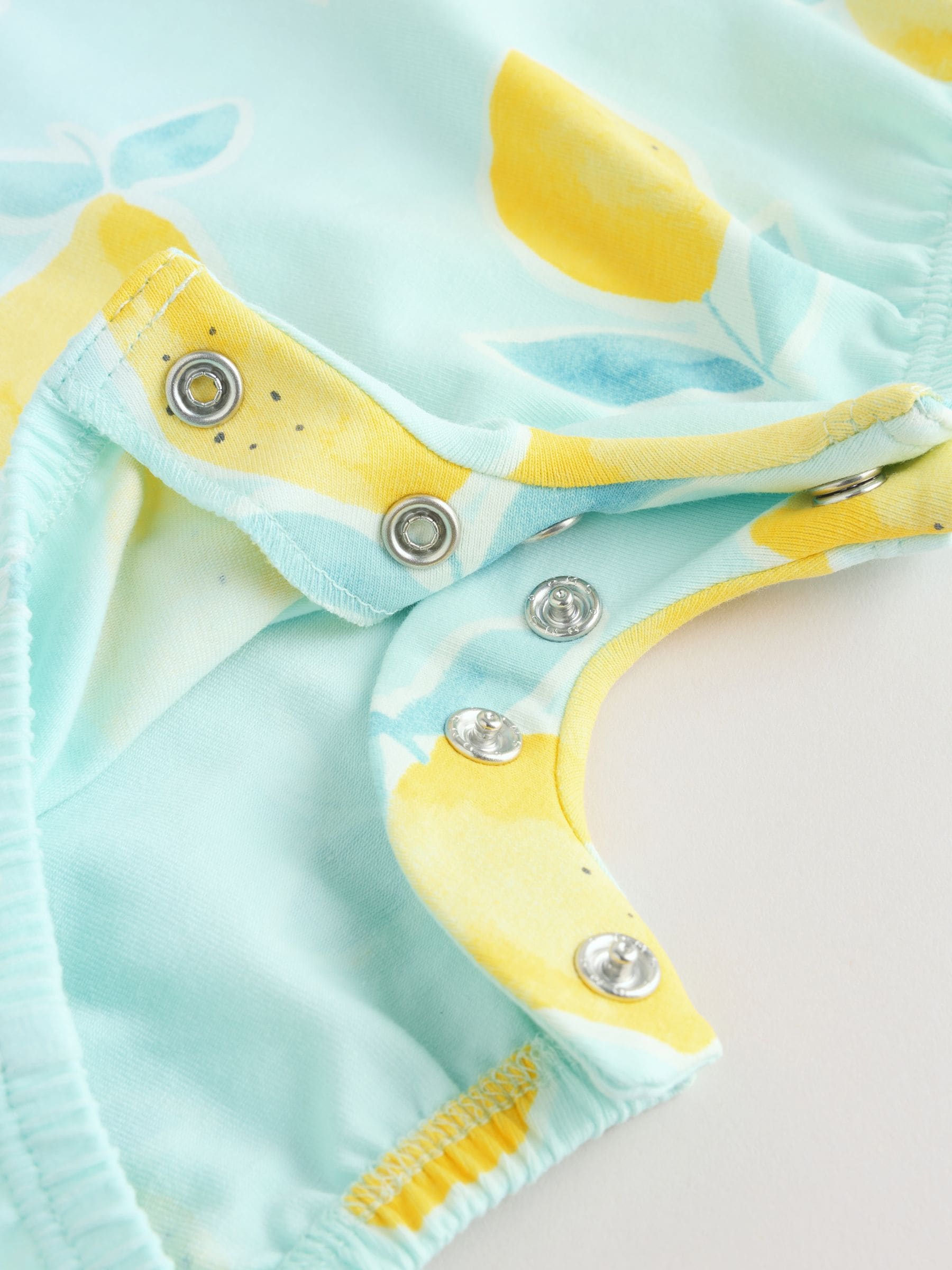 Blue and Yellow Lemon Printed Jersey Baby Rompers 3 Pack image 8