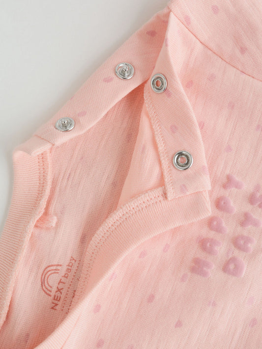 Pink Tonal Striped 3 Pack Jersey Baby Rompers 3 Pack image 3