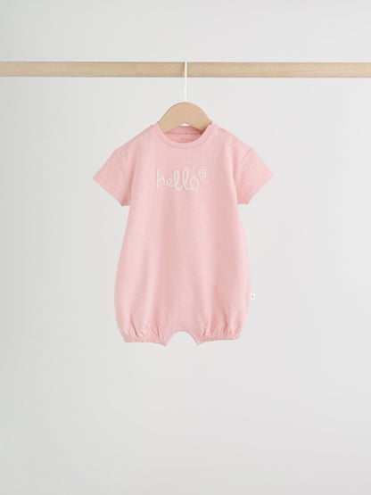 Pink Tonal Striped 3 Pack Jersey Baby Rompers 3 Pack image 3