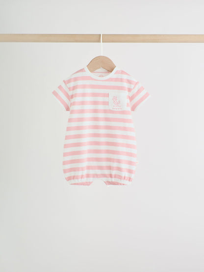 Pink Tonal Striped 3 Pack Jersey Baby Rompers 3 Pack image 5