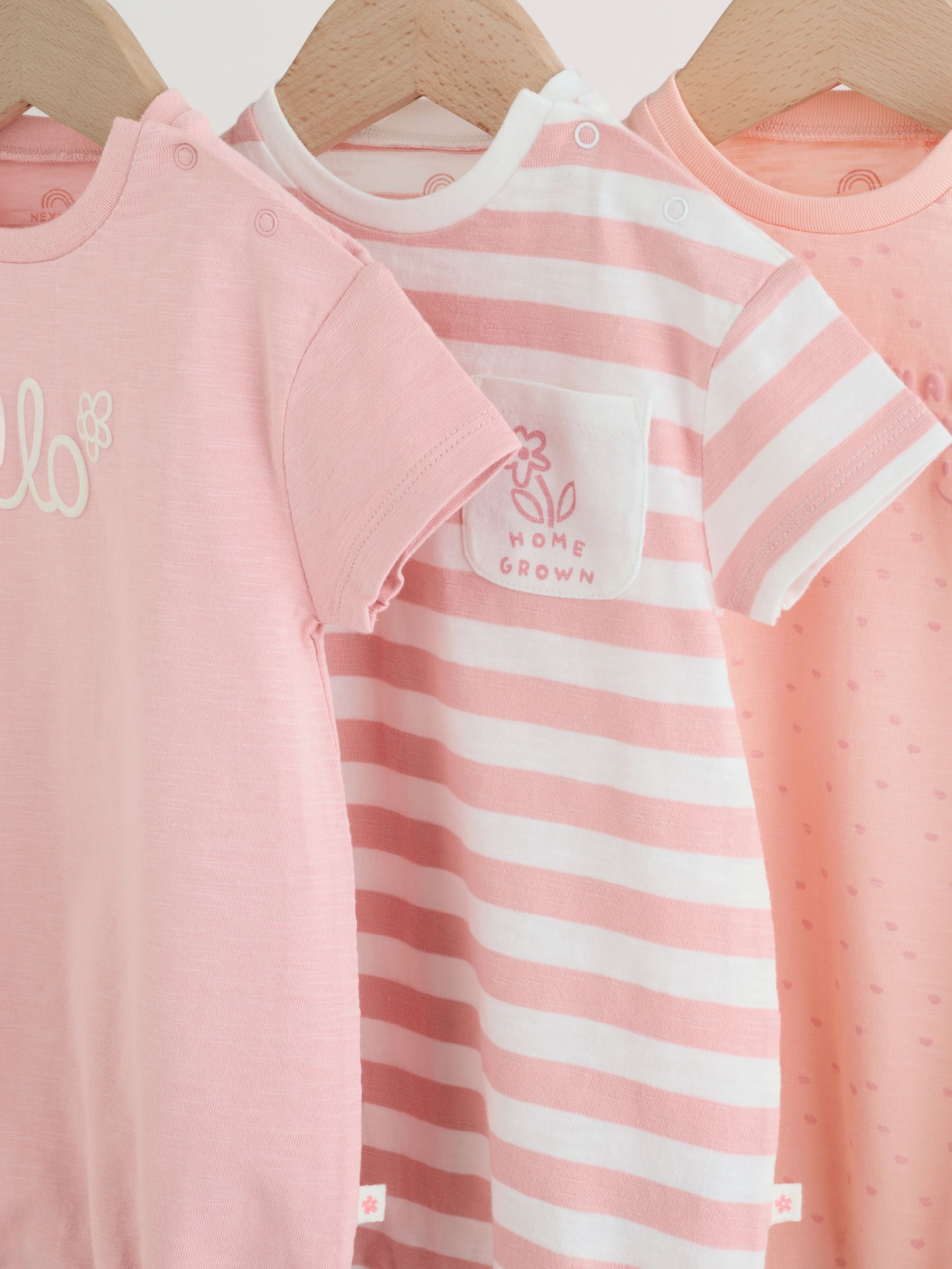 Pink Tonal Striped 3 Pack Jersey Baby Rompers 3 Pack image 7